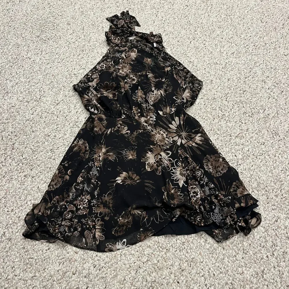 Free People Katerina Mini Dress S Floral Halter Boho Whimsigoth Fairy Grunge